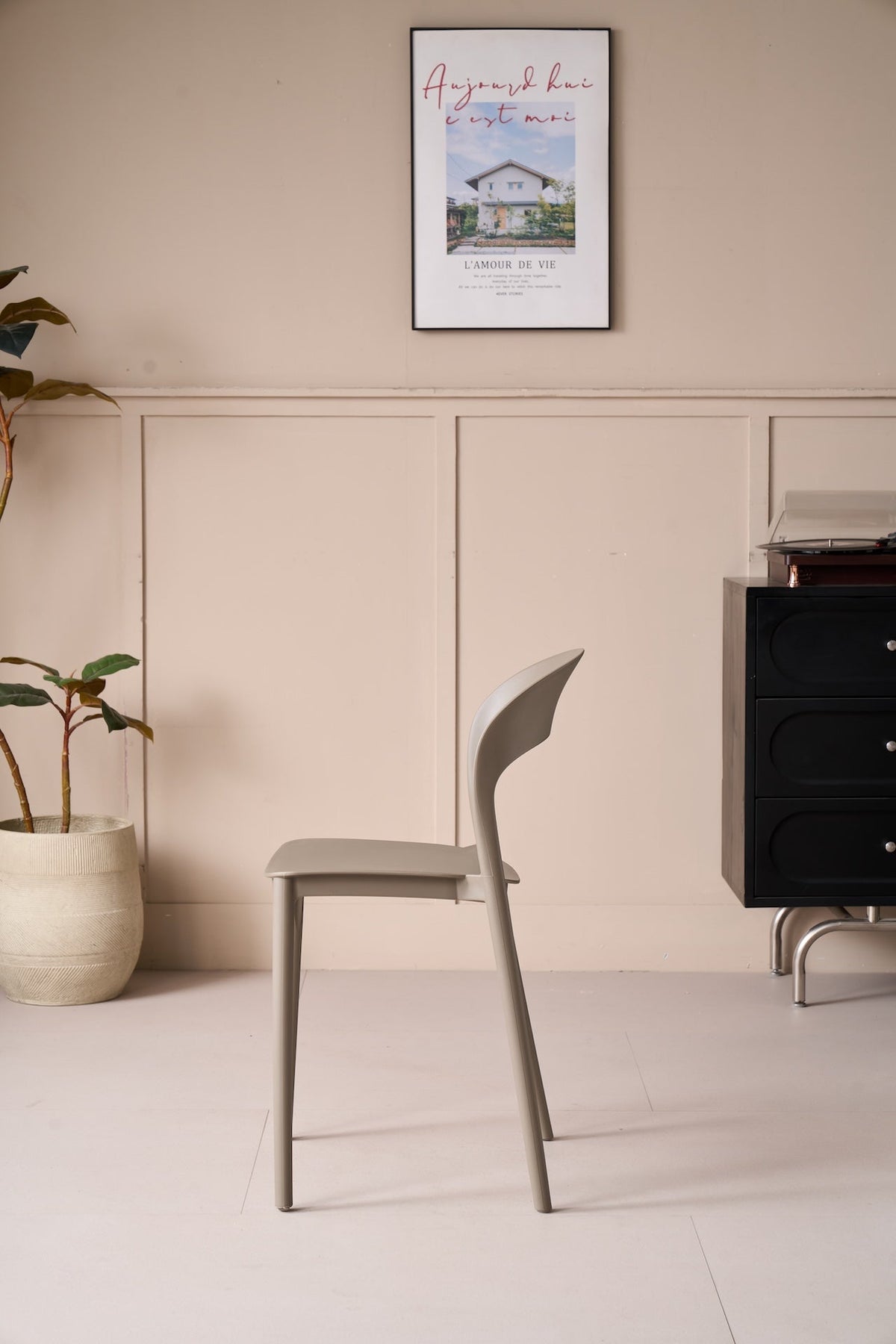TuHome Patrick Modern Dining Chair, Sleek Upholstered Accent - Taupe