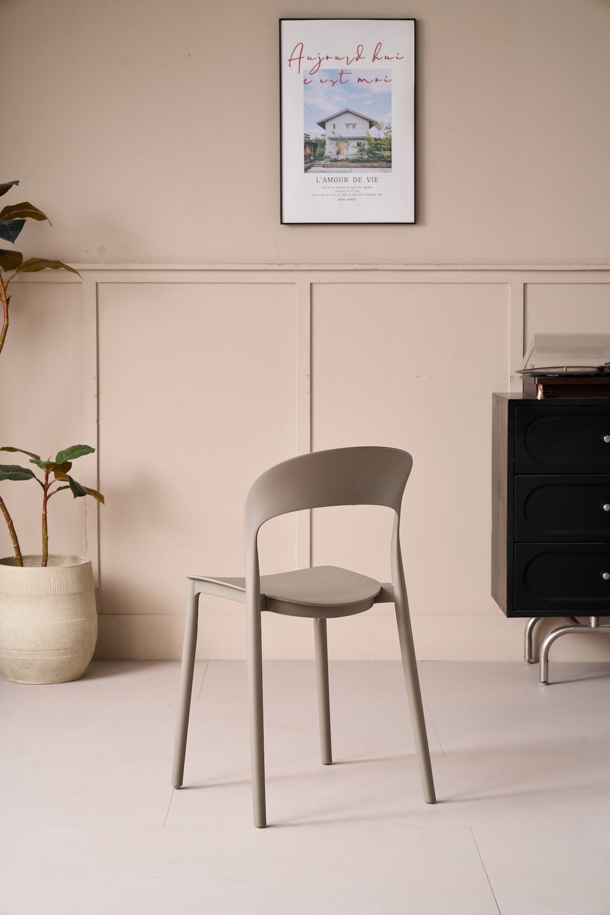 TuHome Patrick Modern Dining Chair, Sleek Upholstered Accent - Taupe