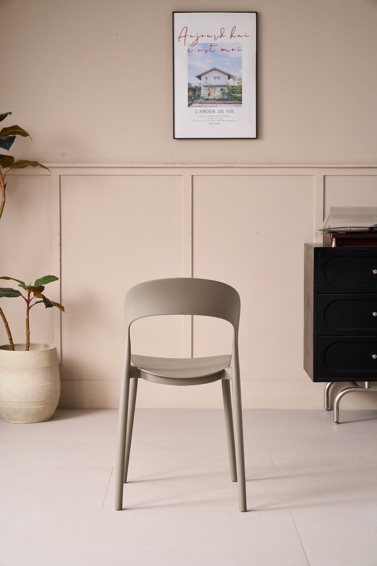 TuHome Patrick Modern Dining Chair, Sleek Upholstered Accent - Taupe