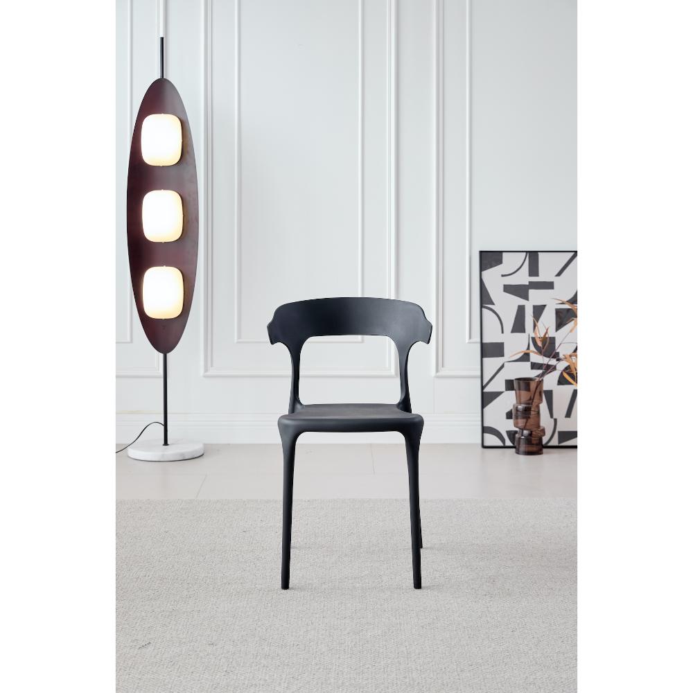 TuHome Elena Modern Accent Chair, Chic Sculptural Dining Cha - Black