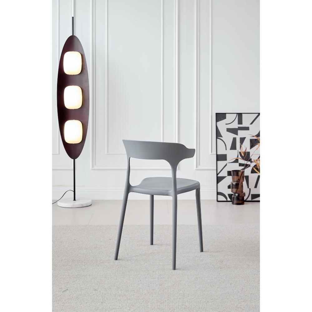 TuHome Elena Modern Accent Chair, Chic Sculptural Dining Cha - Dark Grey