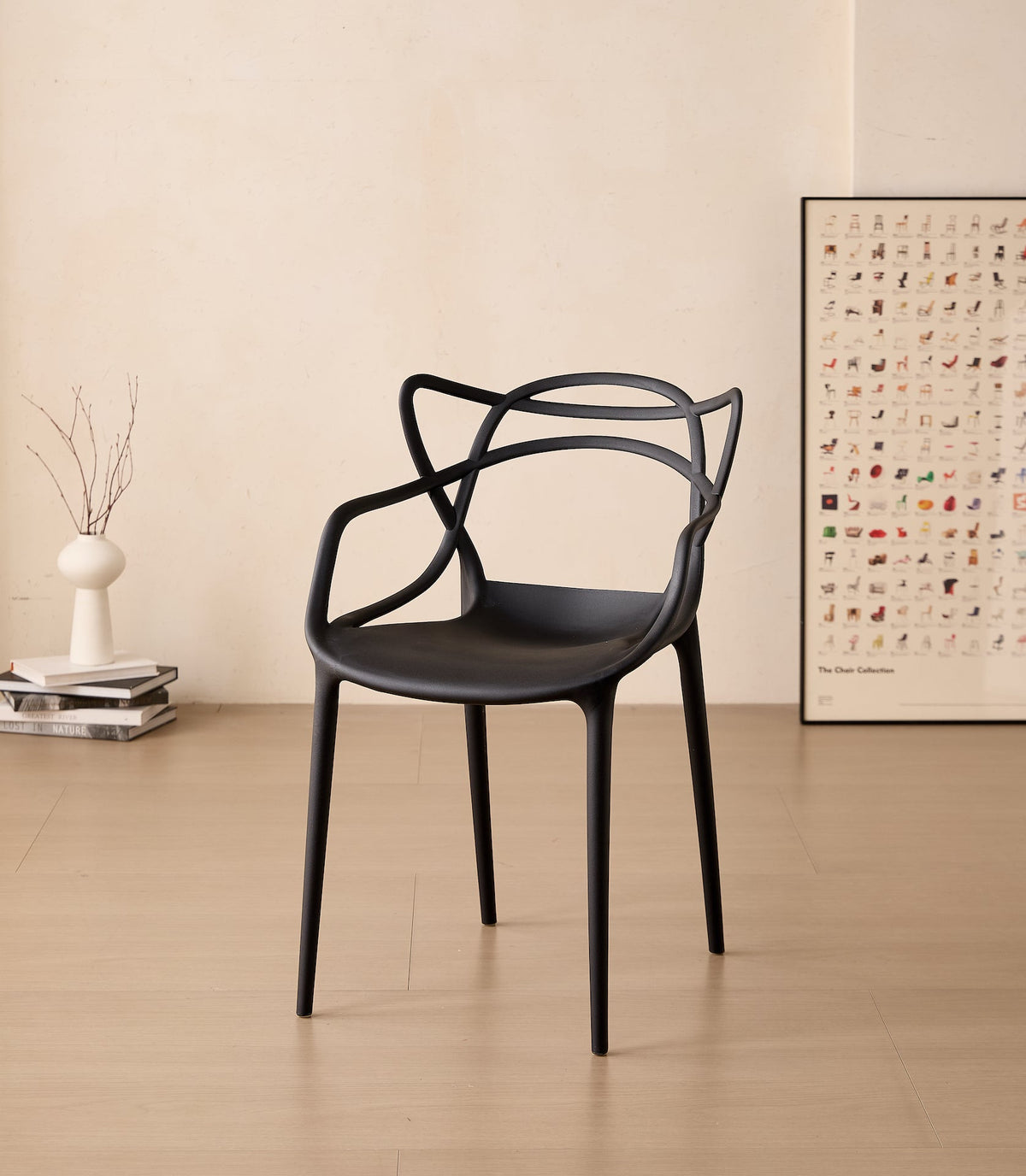 TuHome Palermo Modern Dining Chair, Sophisticated High-Back  - Black