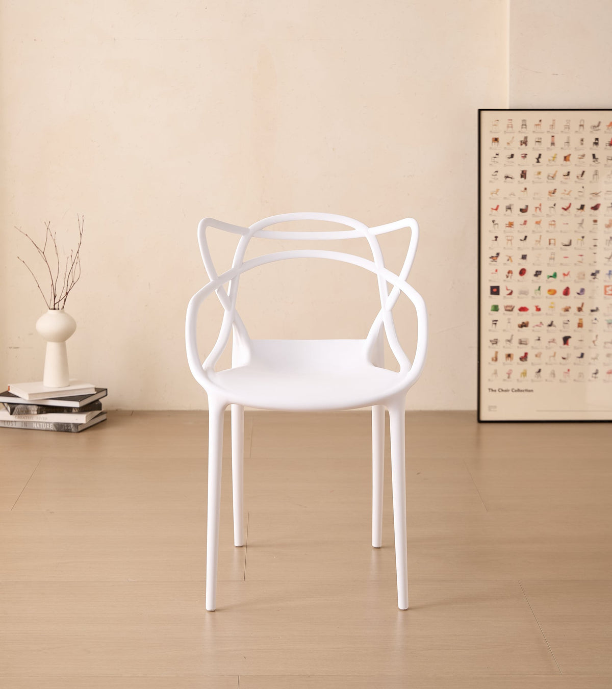 TuHome Palermo Modern Dining Chair, Sophisticated High-Back  - White