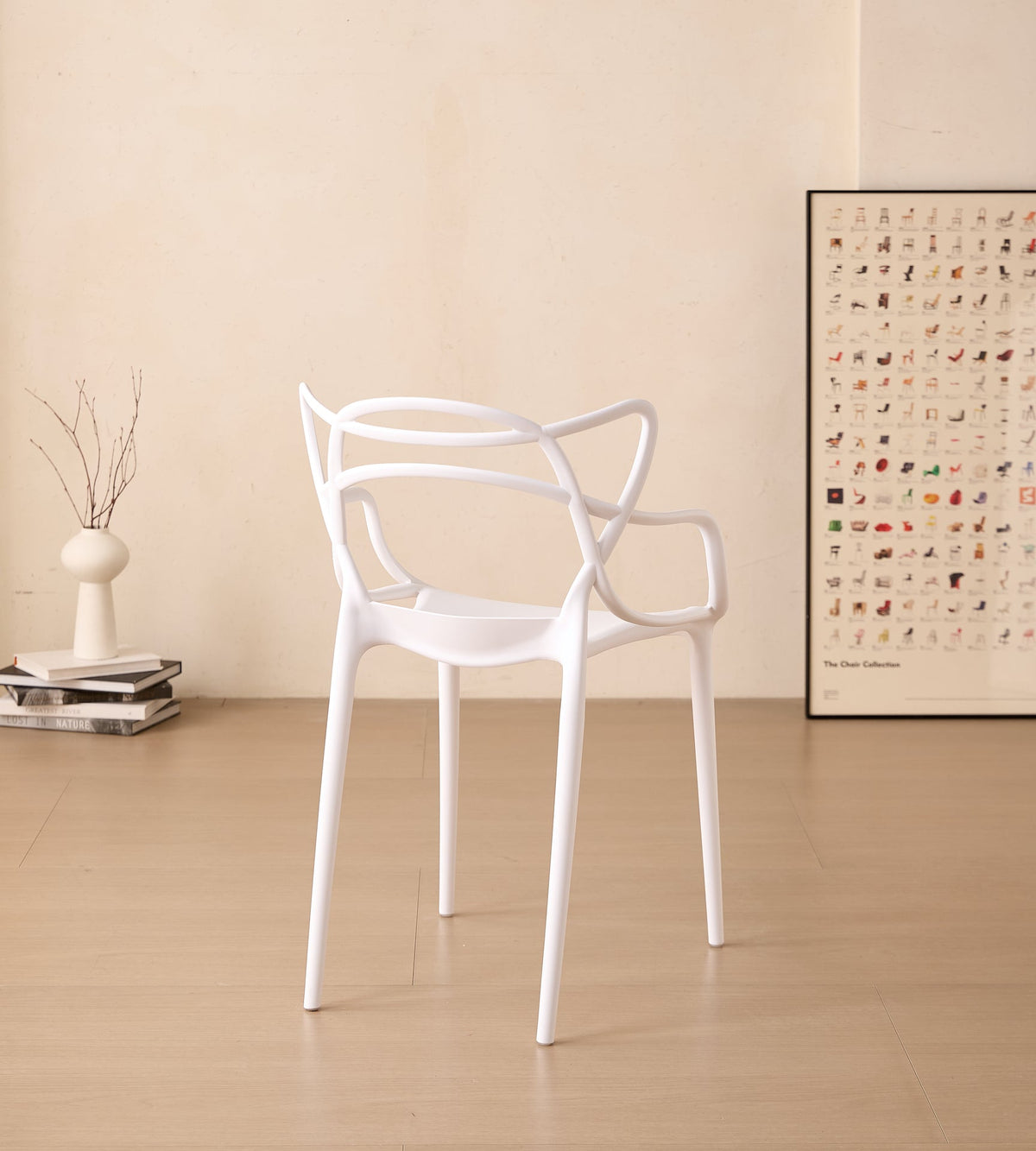 TuHome Palermo Modern Dining Chair, Sophisticated High-Back  - White
