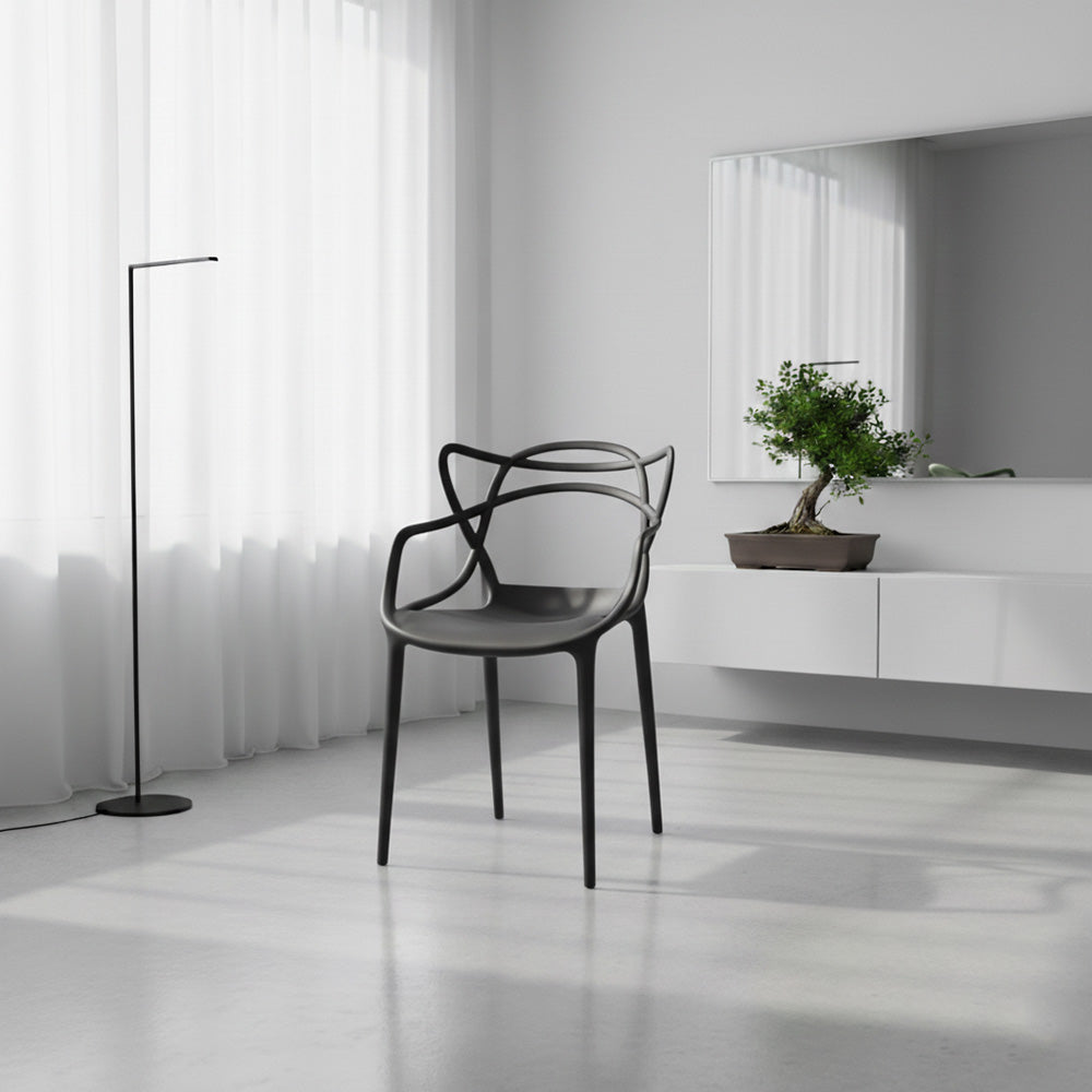 TuHome Palermo Modern Dining Chair, Sophisticated High-Back  - Black