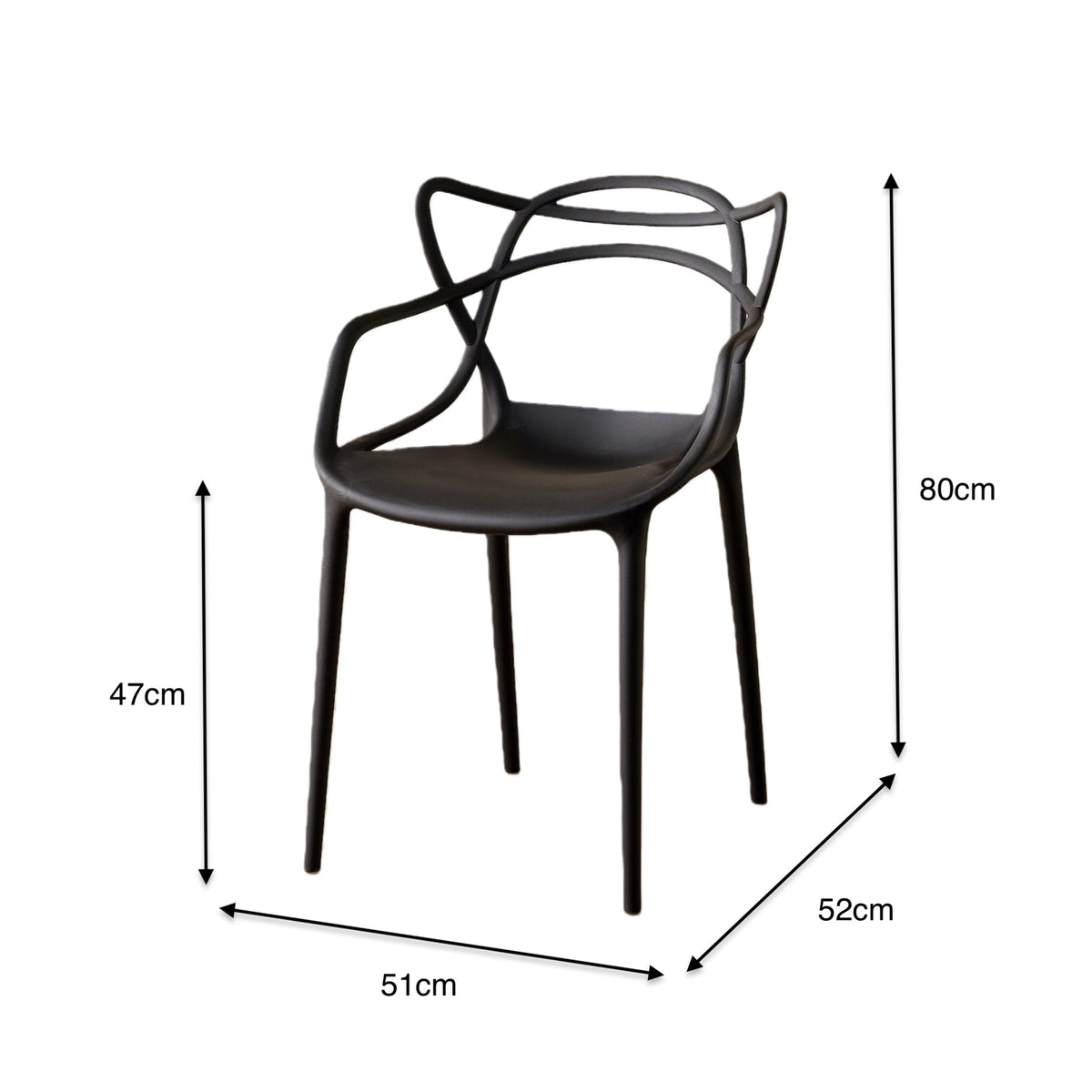 TuHome Palermo Modern Dining Chair, Sophisticated High-Back  - Black
