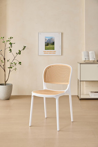TuHome Nest Modern Dining Chair, Sophisticated High-Back Uph - White/Taupe