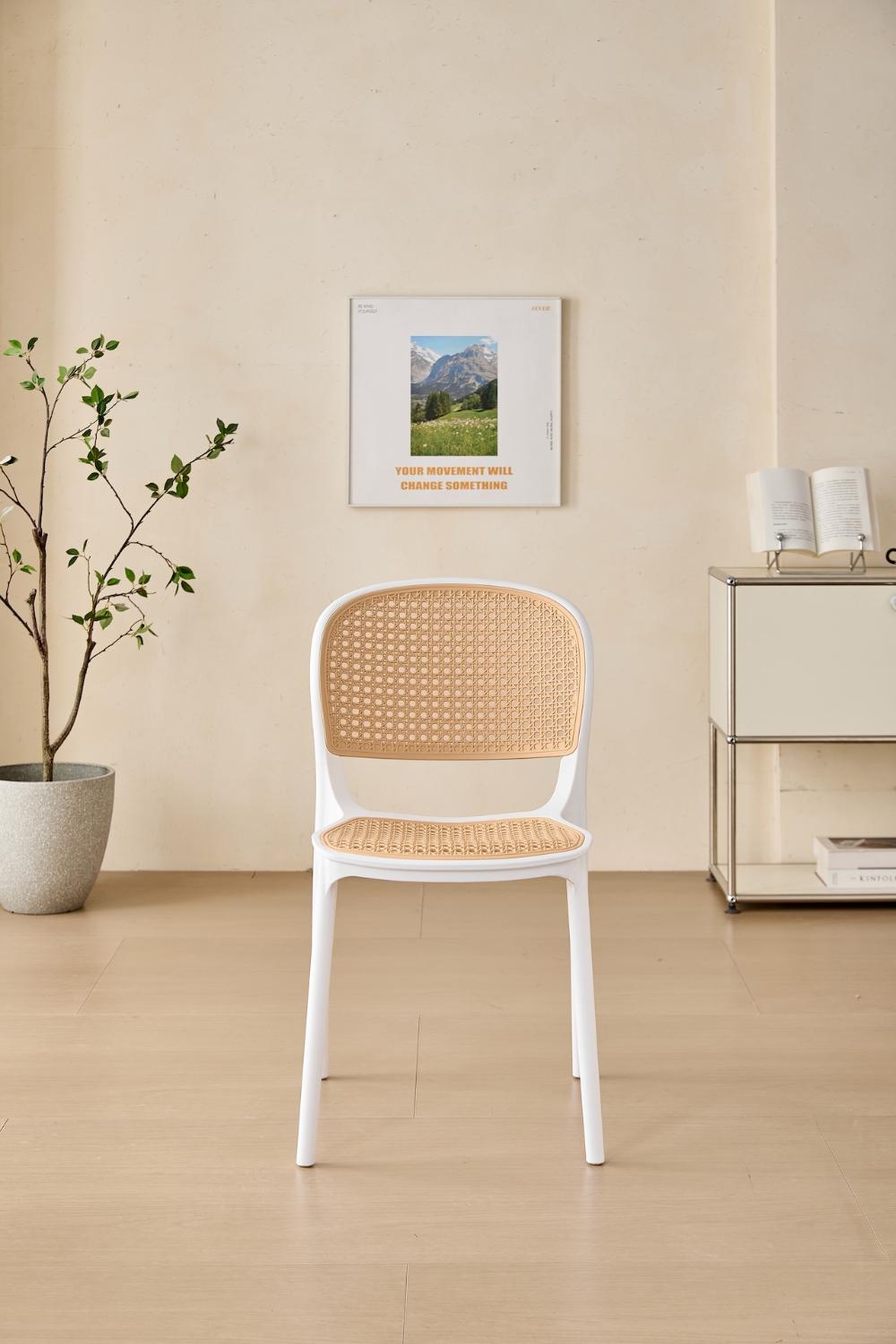 TuHome Nest Modern Dining Chair, Sophisticated High-Back Uph - White/Taupe