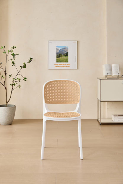 TuHome Nest Modern Dining Chair, Sophisticated High-Back Uph - White/Taupe