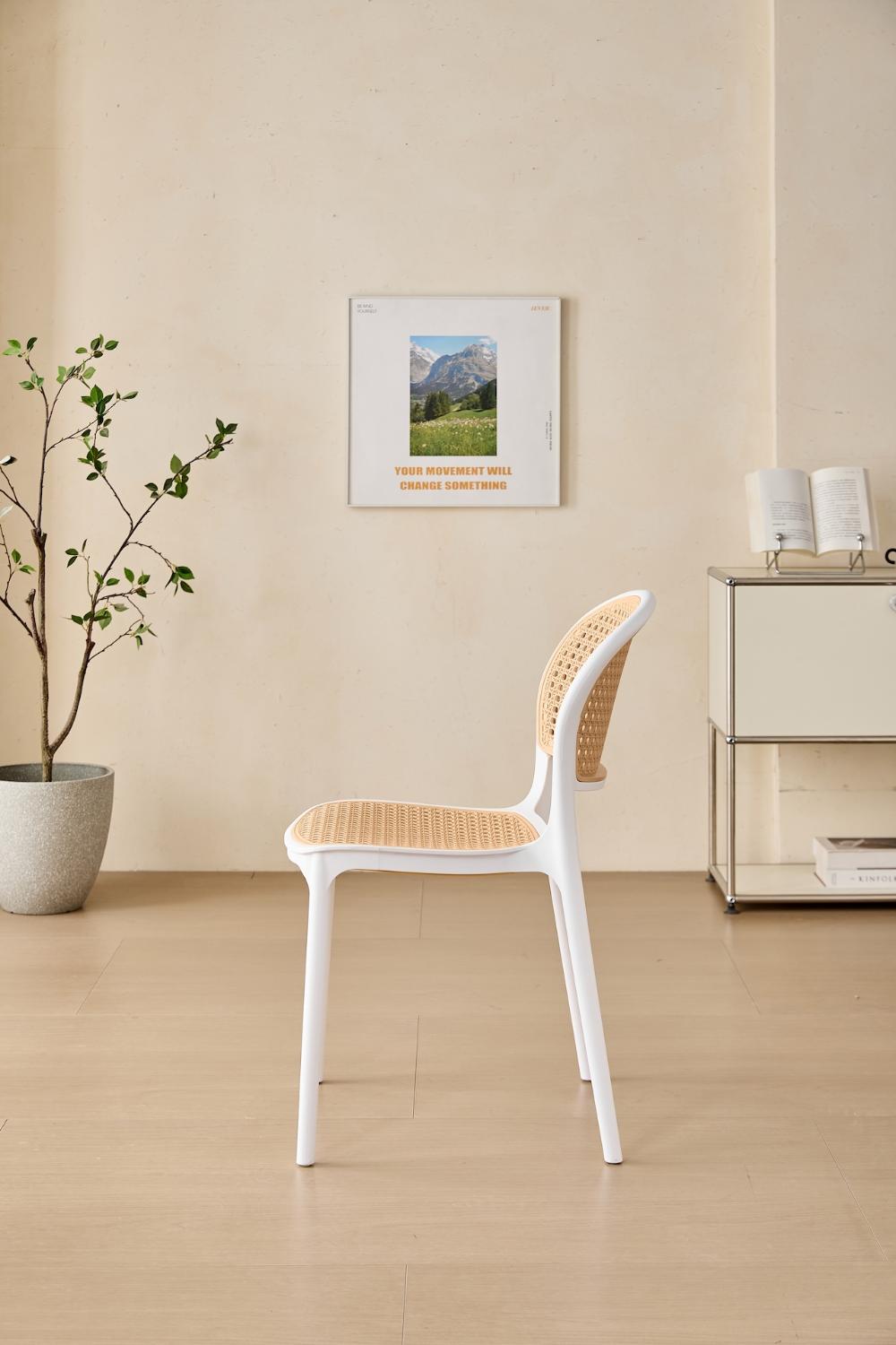 TuHome Nest Modern Dining Chair, Sophisticated High-Back Uph - White/Taupe