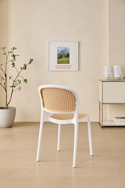 TuHome Nest Modern Dining Chair, Sophisticated High-Back Uph - White/Taupe