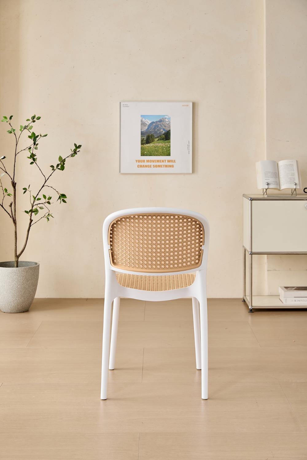 TuHome Nest Modern Dining Chair, Sophisticated High-Back Uph - White/Taupe