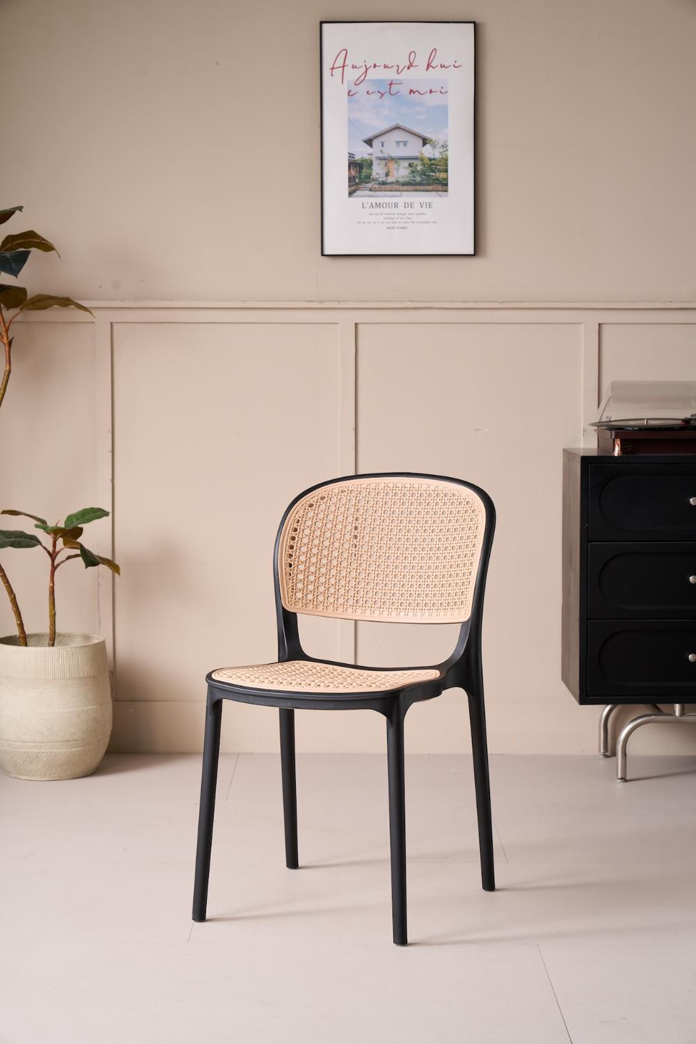TuHome Nest Modern Dining Chair, Sophisticated High-Back Uph - Black/Taupe