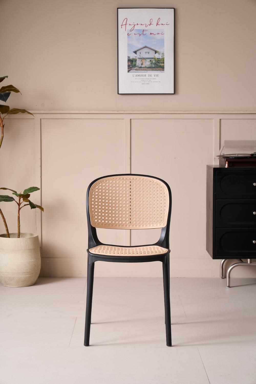 TuHome Nest Modern Dining Chair, Sophisticated High-Back Uph - Black/Taupe