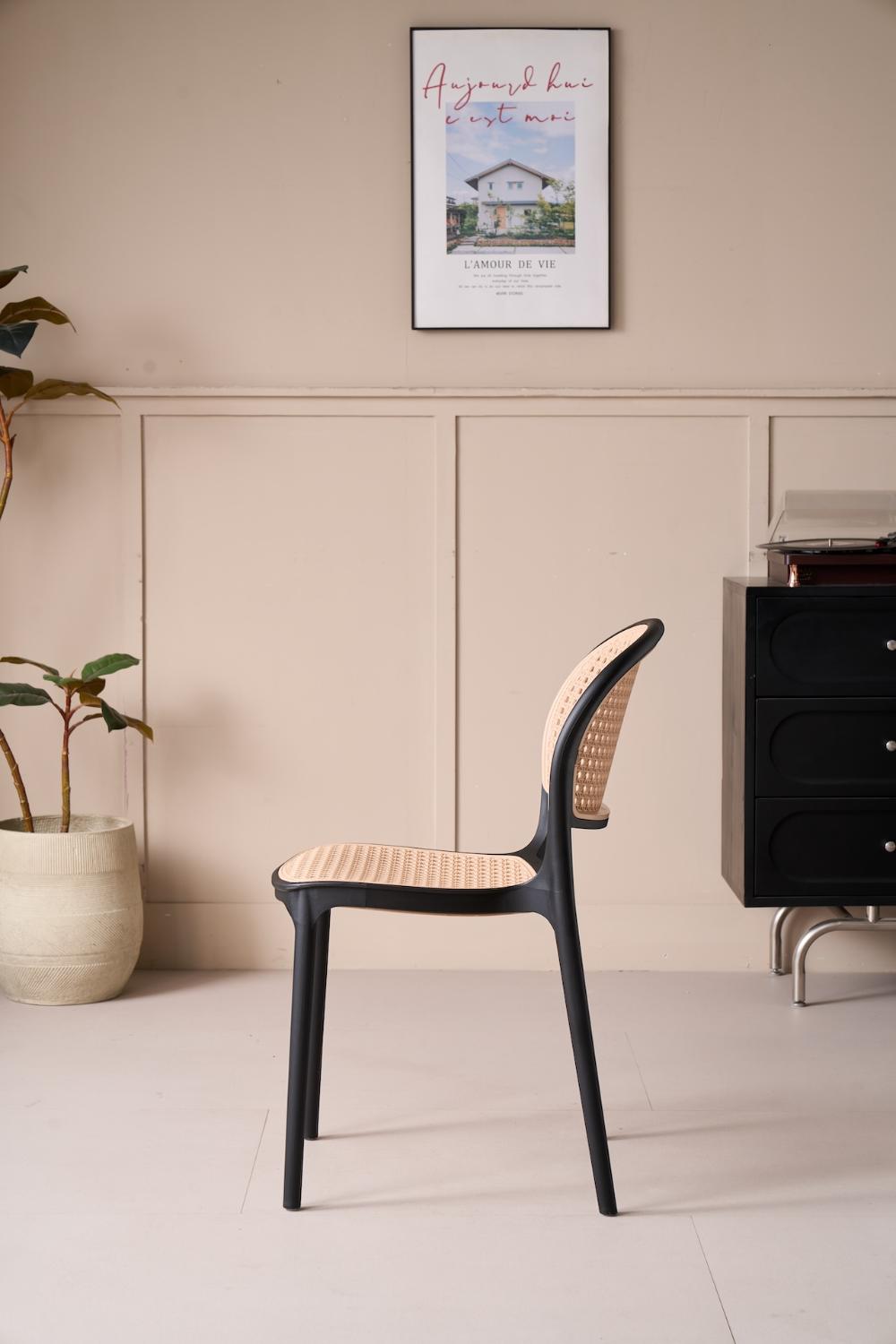 TuHome Nest Modern Dining Chair, Sophisticated High-Back Uph - Black/Taupe