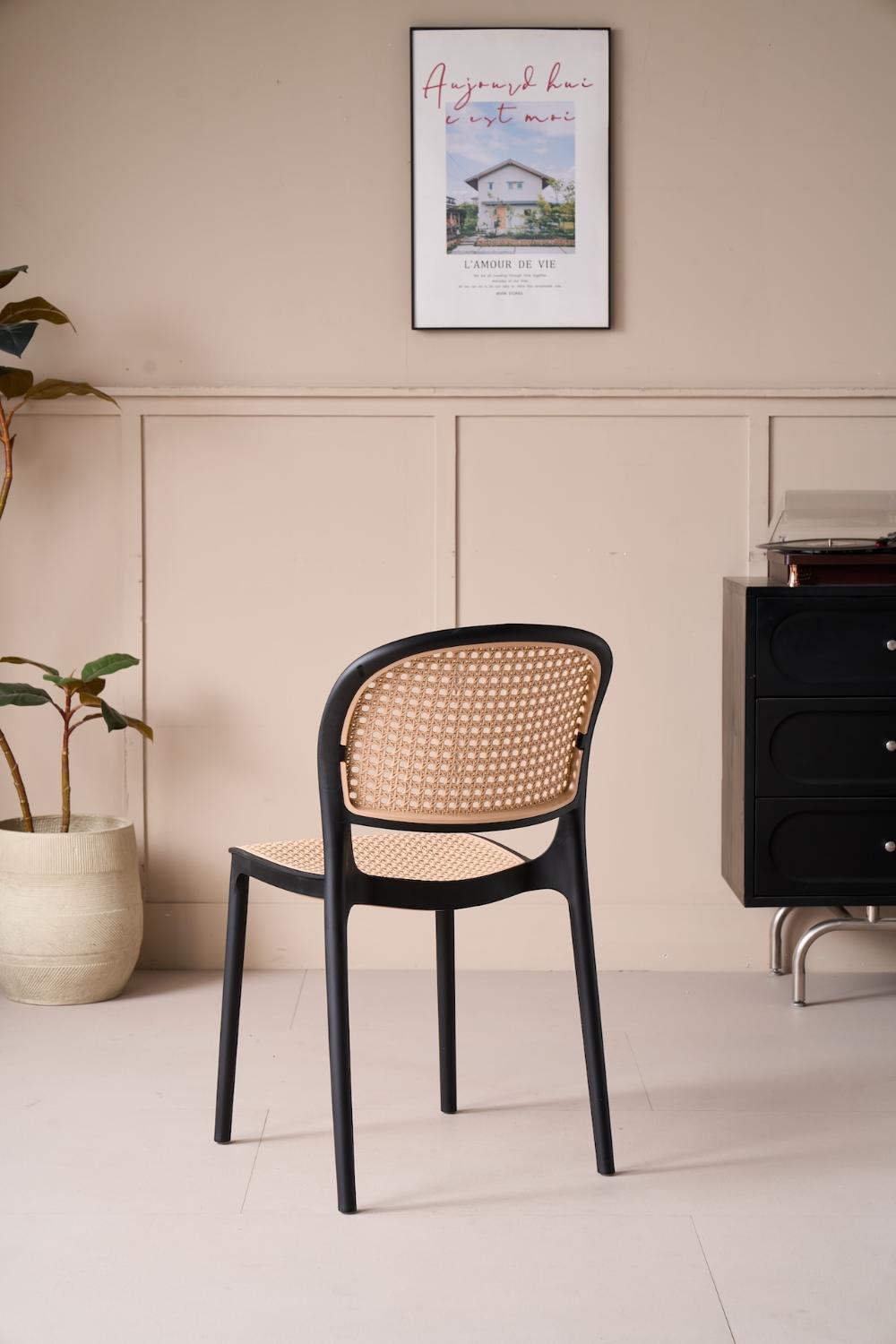 TuHome Nest Modern Dining Chair, Sophisticated High-Back Uph - Black/Taupe