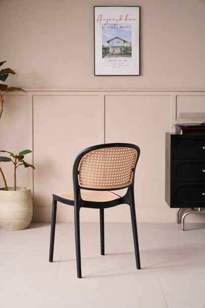 TuHome Nest Modern Dining Chair, Sophisticated High-Back Uph - Black/Taupe