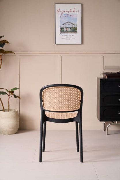 TuHome Nest Modern Dining Chair, Sophisticated High-Back Uph - Black/Taupe