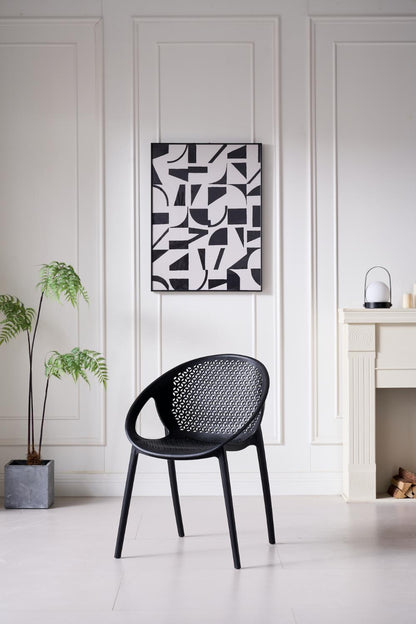 TuHome Selva Modern Dining Chair, Sophisticated High-Back Up - Black