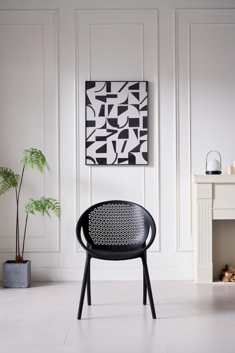 TuHome Selva Modern Dining Chair, Sophisticated High-Back Up - Black