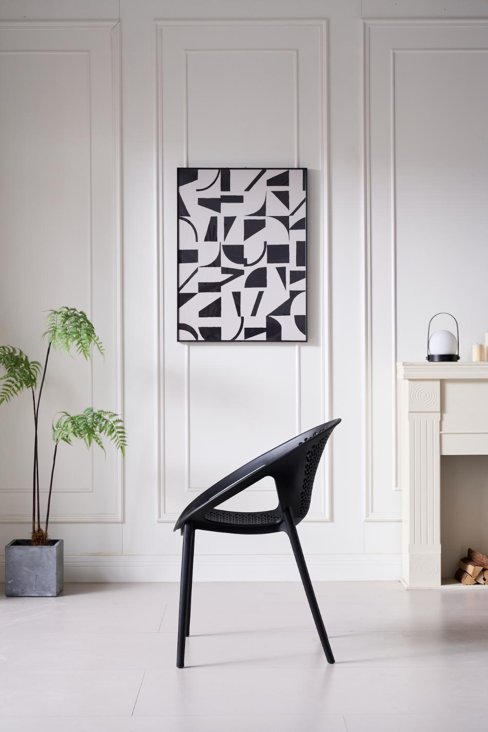 TuHome Selva Modern Dining Chair, Sophisticated High-Back Up - Black