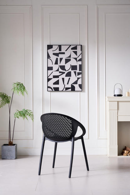 TuHome Selva Modern Dining Chair, Sophisticated High-Back Up - Black