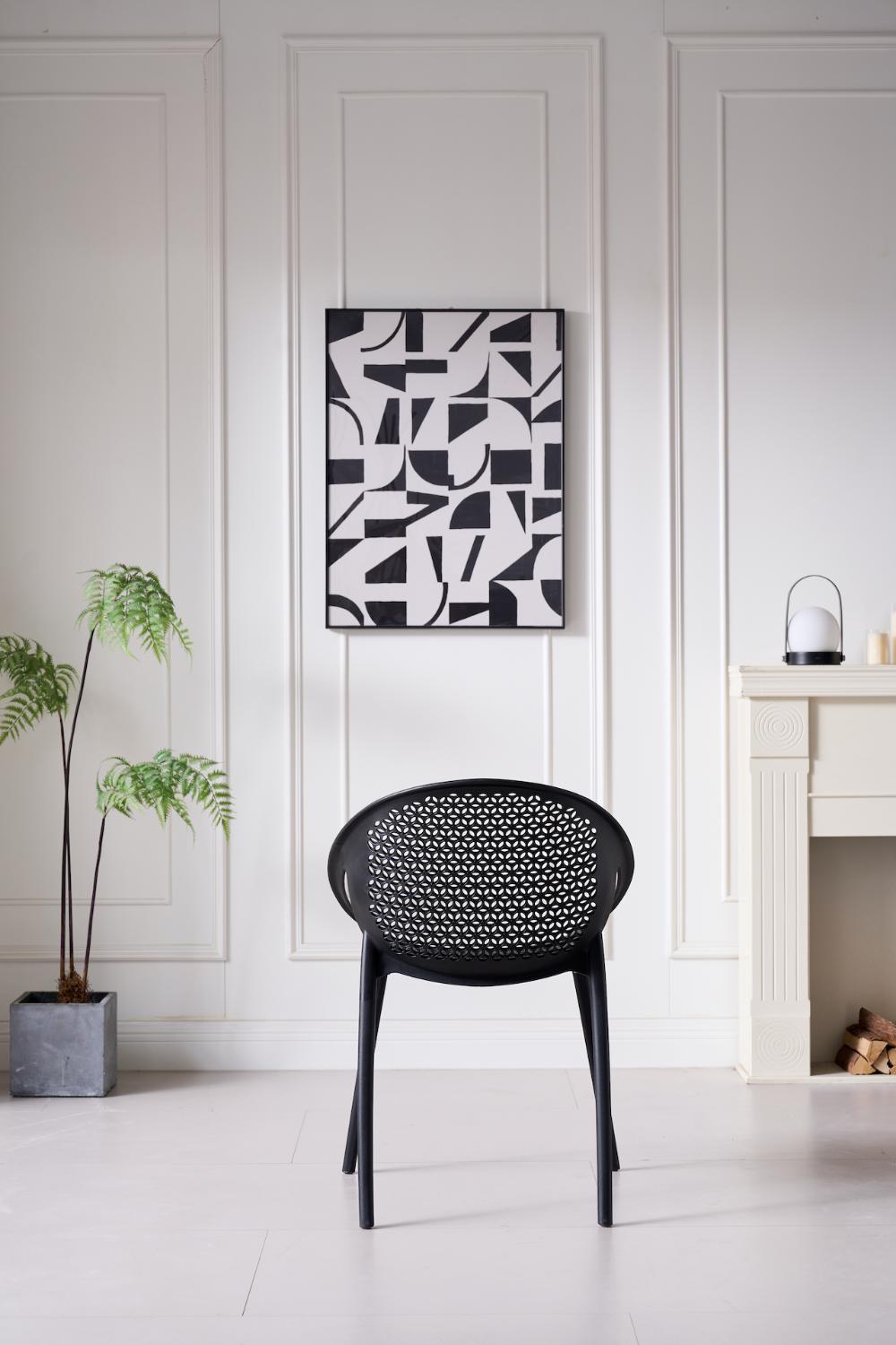 TuHome Selva Modern Dining Chair, Sophisticated High-Back Up - Black