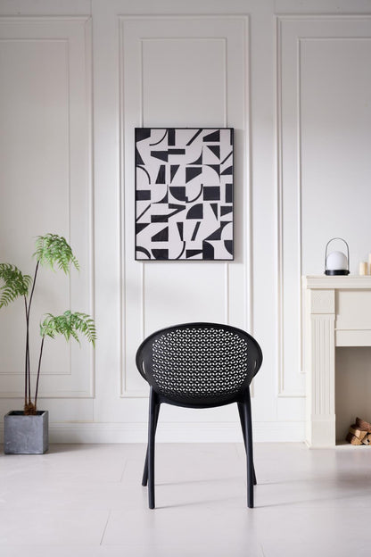 TuHome Selva Modern Dining Chair, Sophisticated High-Back Up - Black
