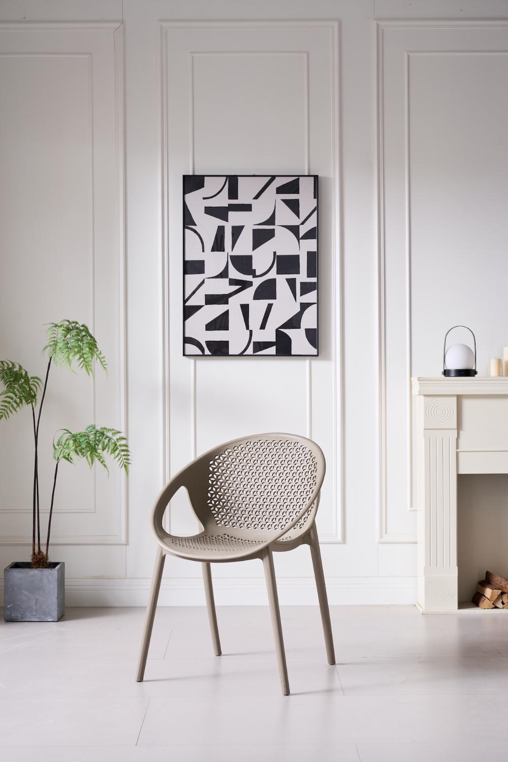 TuHome Selva Modern Dining Chair, Sophisticated High-Back Up - Taupe