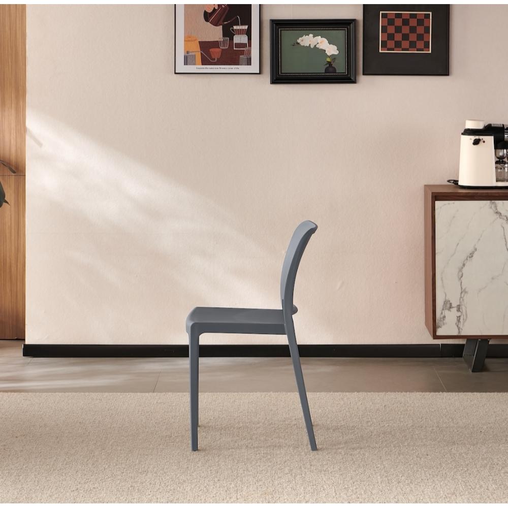 TuHome Triveca Mid-Century Modern Dining Chair, Luxe Upholst - Grey