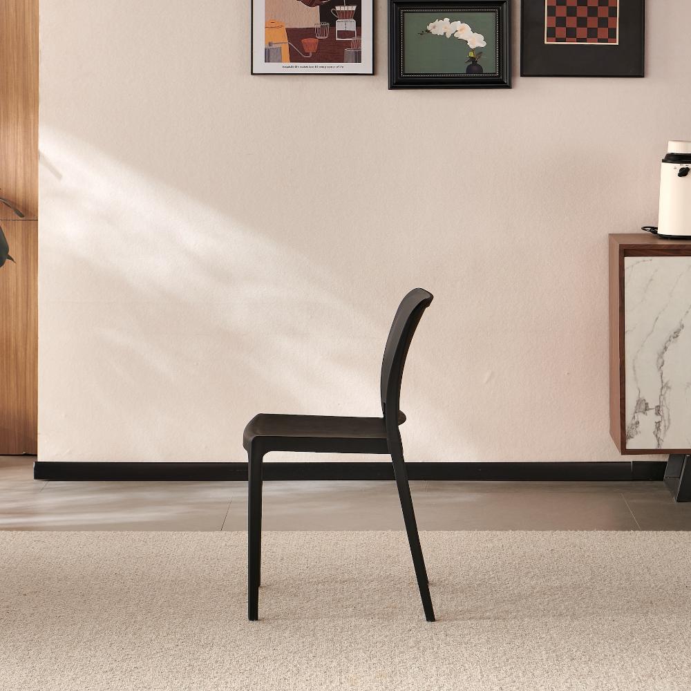 TuHome Triveca Mid-Century Modern Dining Chair, Luxe Upholst - Black