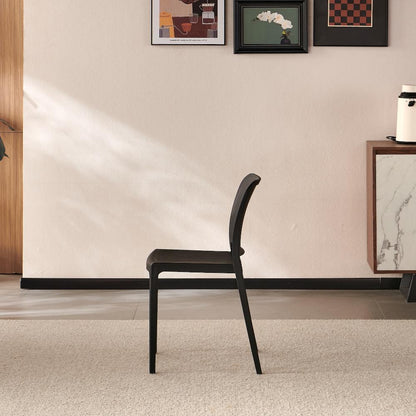 TuHome Triveca Mid-Century Modern Dining Chair, Luxe Upholst - Black