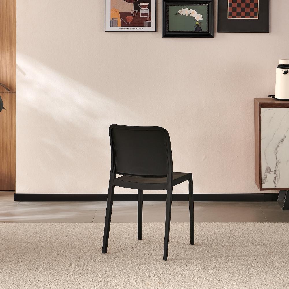 TuHome Triveca Mid-Century Modern Dining Chair, Luxe Upholst - Black