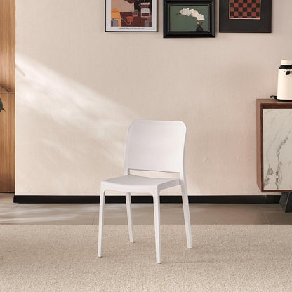 TuHome Triveca Mid-Century Modern Dining Chair, Luxe Upholst - White