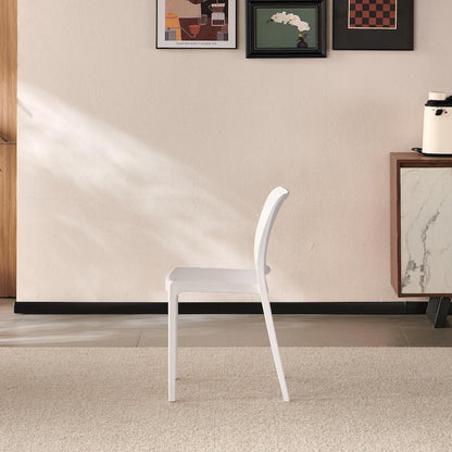 TuHome Triveca Mid-Century Modern Dining Chair, Luxe Upholst - White