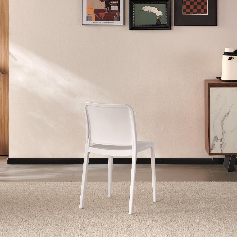 TuHome Triveca Mid-Century Modern Dining Chair, Luxe Upholst - White