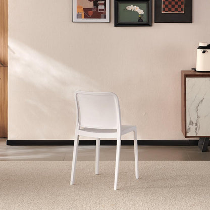 TuHome Triveca Mid-Century Modern Dining Chair, Luxe Upholst - White