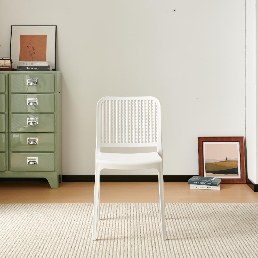 TuHome Bronx Industrial Accent Chair, Modern Urban Dining Ch - White