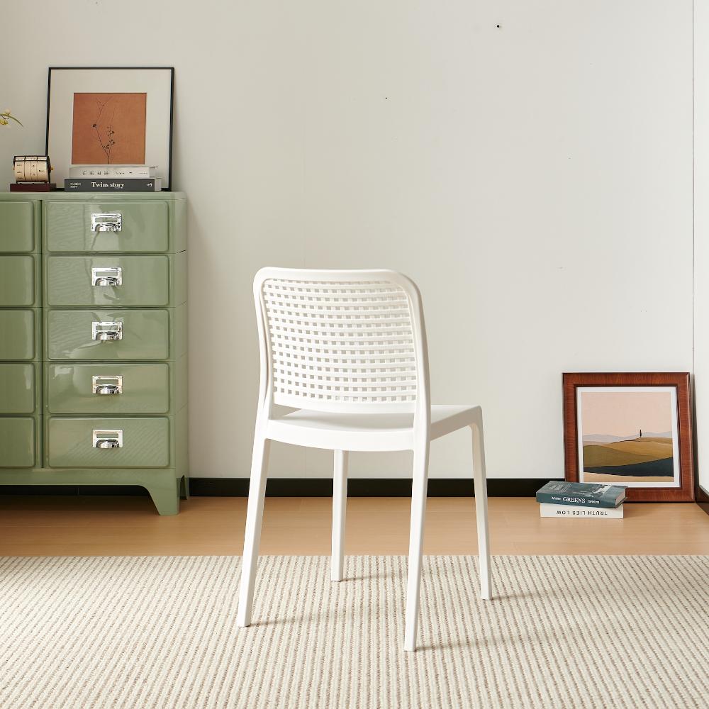TuHome Bronx Industrial Accent Chair, Modern Urban Dining Ch - White