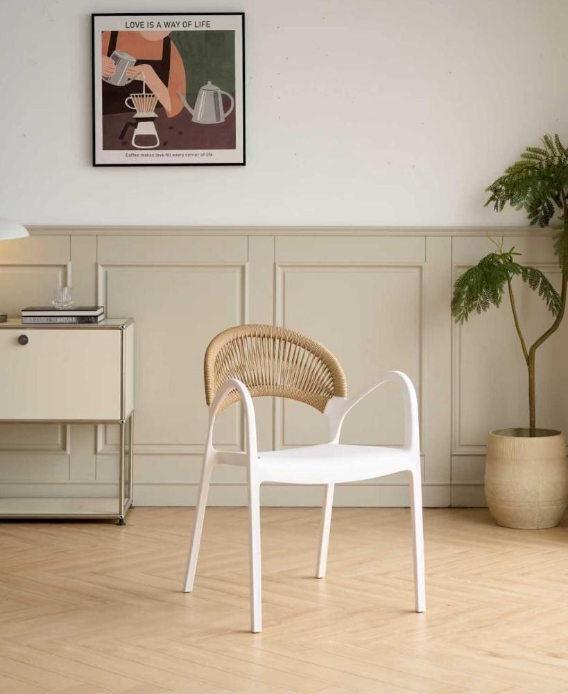 TuHome Daytona Modern Dining Chair, Sophisticated High-Back  - White/Brown