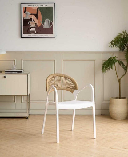 TuHome Daytona Modern Dining Chair, Sophisticated High-Back  - White/Brown