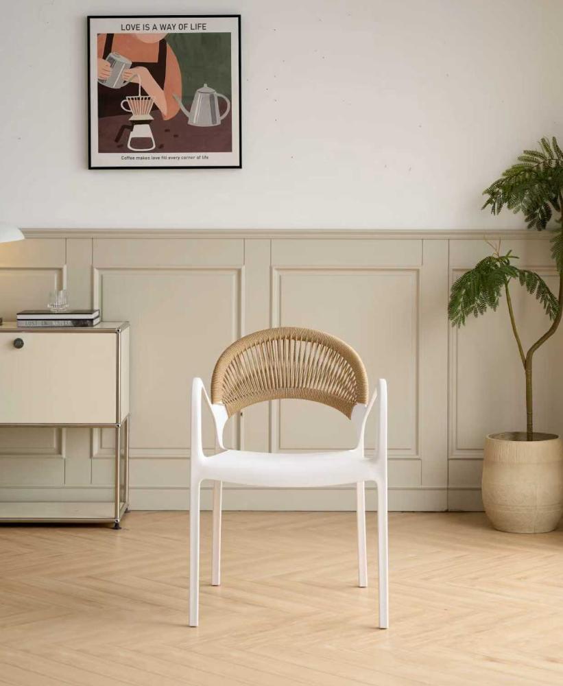 TuHome Daytona Modern Dining Chair, Sophisticated High-Back  - White/Brown