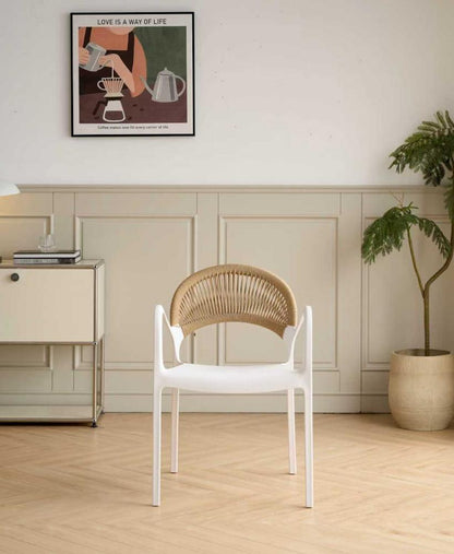 TuHome Daytona Modern Dining Chair, Sophisticated High-Back  - White/Brown