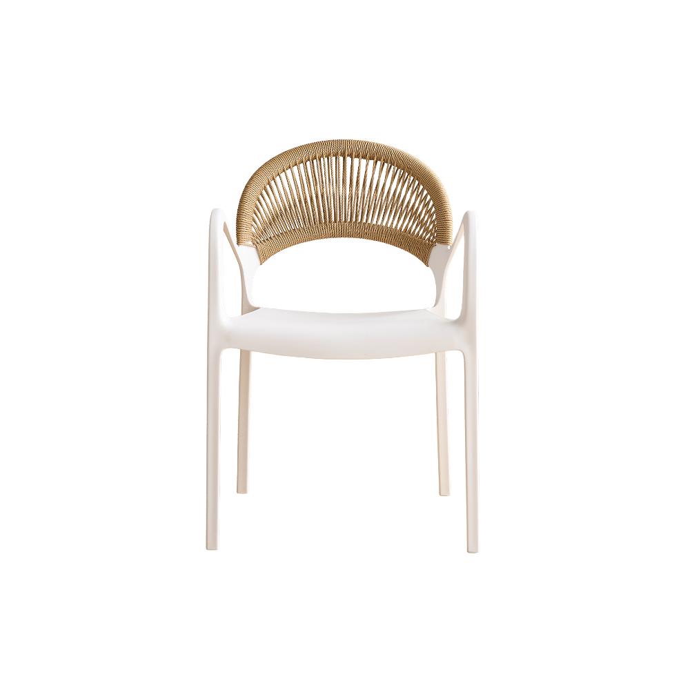 TuHome Daytona Modern Dining Chair, Sophisticated High-Back  - White/Brown