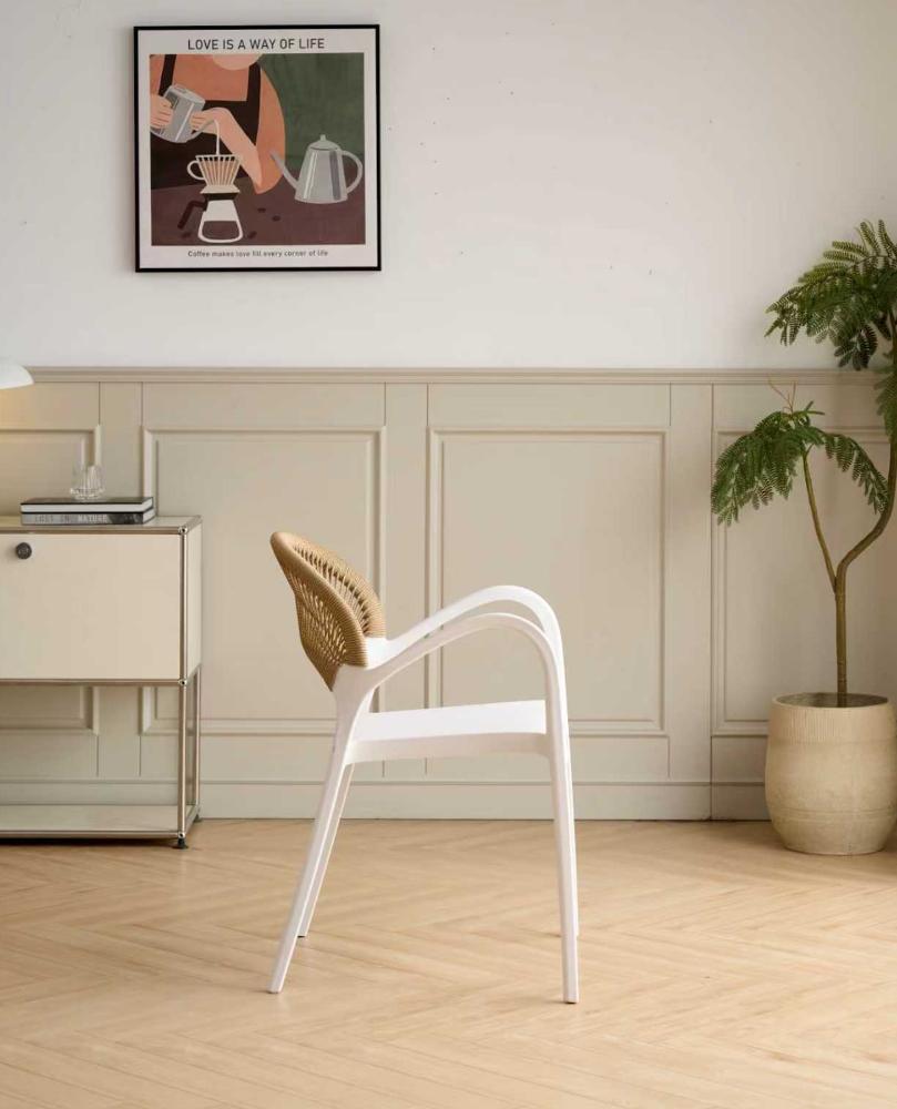 TuHome Daytona Modern Dining Chair, Sophisticated High-Back  - White/Brown