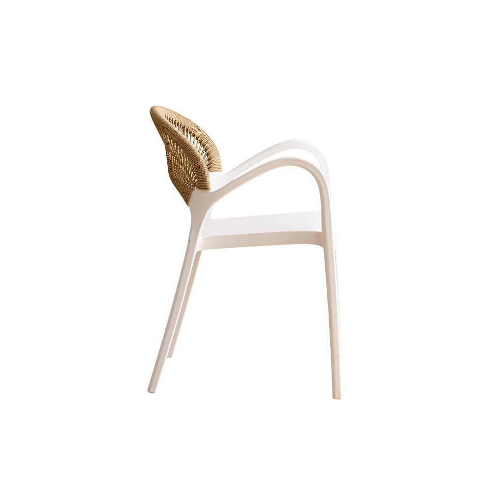 TuHome Daytona Modern Dining Chair, Sophisticated High-Back  - White/Brown