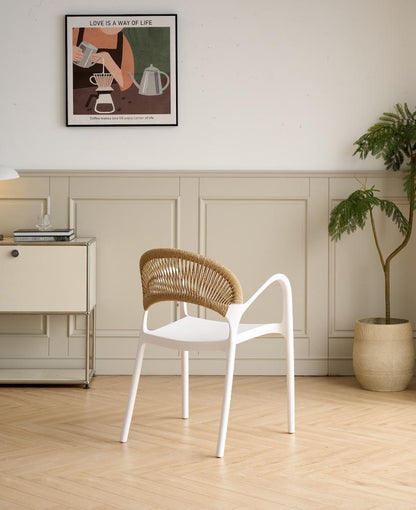 TuHome Daytona Modern Dining Chair, Sophisticated High-Back  - White/Brown