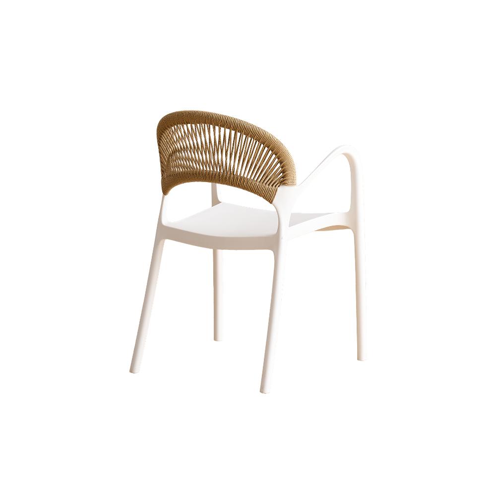 TuHome Daytona Modern Dining Chair, Sophisticated High-Back  - White/Brown