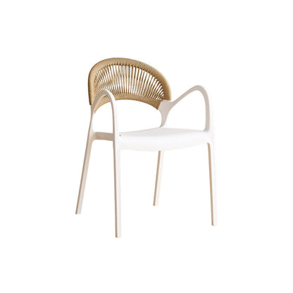 TuHome Daytona Modern Dining Chair, Sophisticated High-Back  - White/Brown