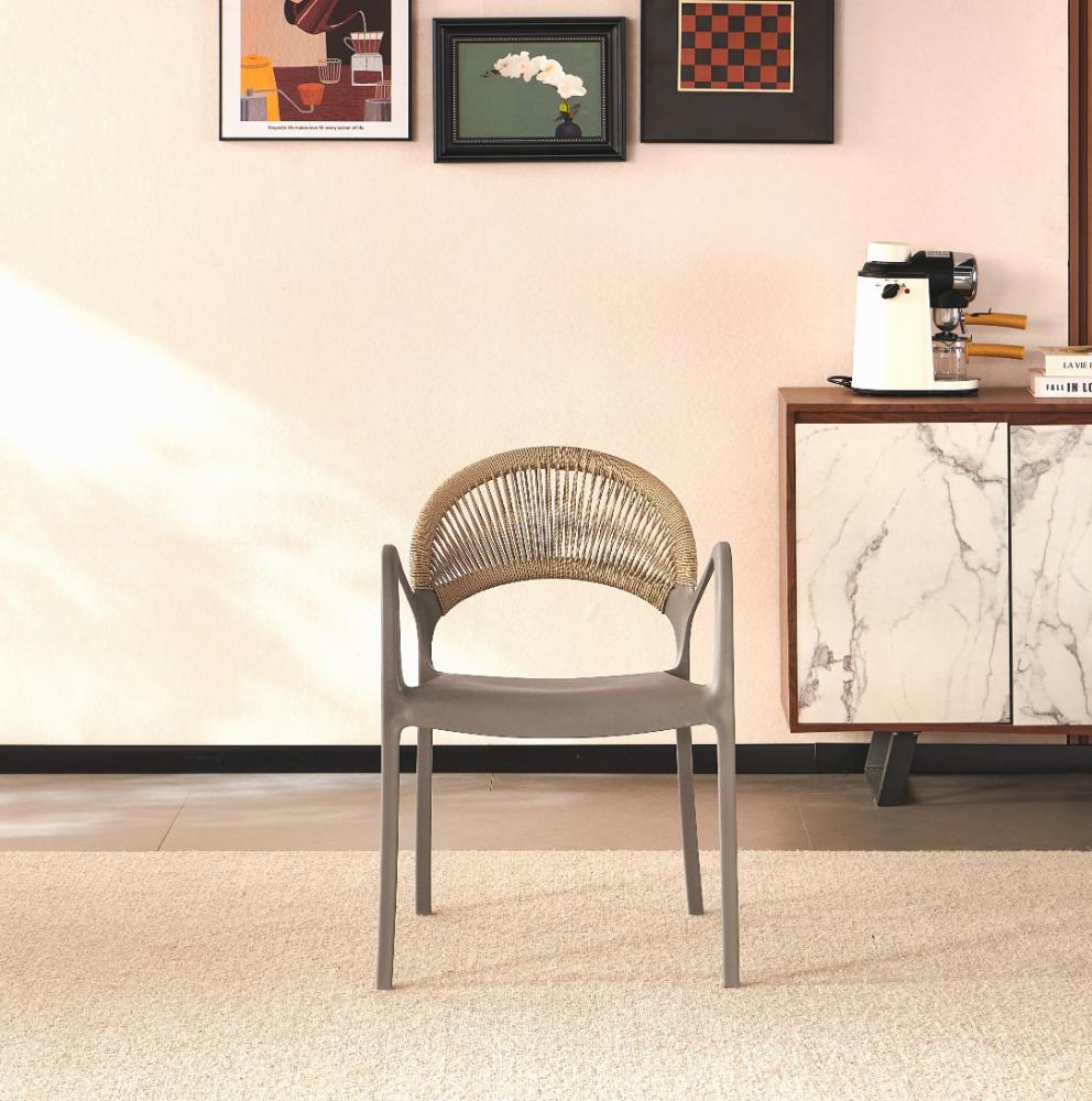 TuHome Daytona Modern Dining Chair, Sophisticated High-Back  - Taupe